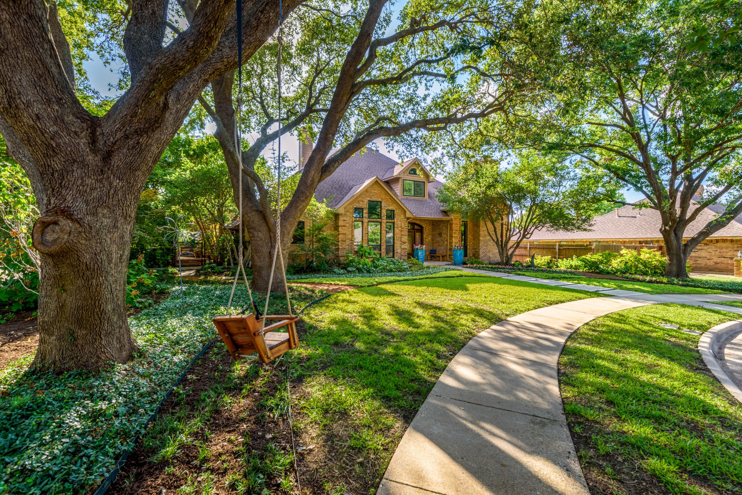 Exterior home with swing